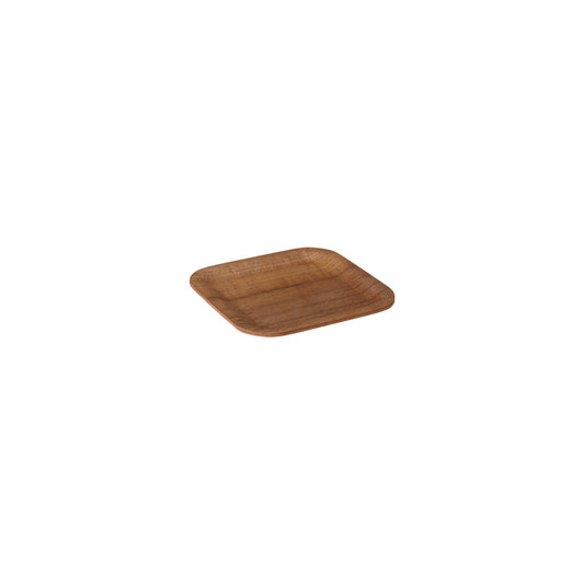 Wooden square plate on a white background