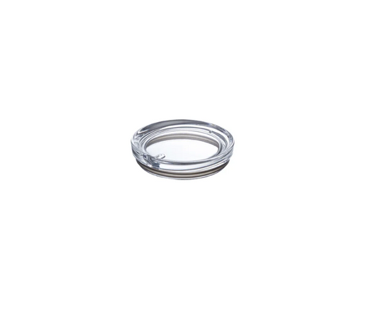 Clear glass jar lid on a white background
