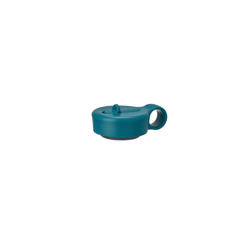 Teal plastic lid on a white background