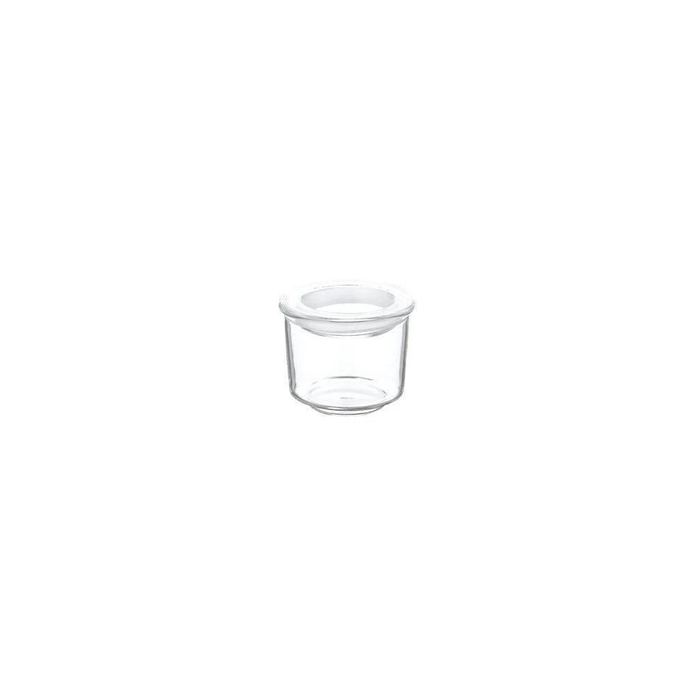 Clear plastic cup on a white background
