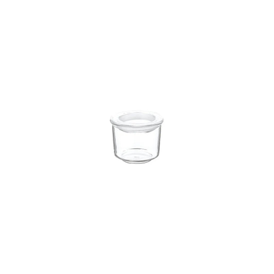Clear plastic cup on a white background