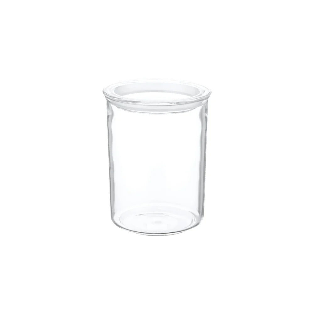 Clear glass jar on a white background