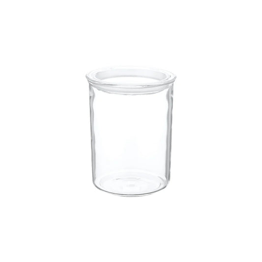 Clear glass jar on a white background